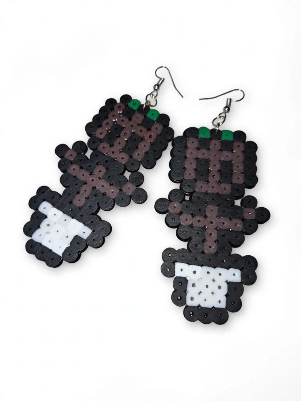 Handmade Baby Groot Perler Bead Dangle Earrings